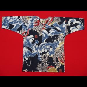 鯉口シャツ 大荒波に龍(紺)1号〜3号サイズ(...の詳細画像1