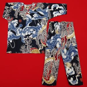 鯉口シャツ 大荒波に龍(紺)1号〜3号サイズ(...の詳細画像3