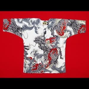 鯉口シャツ 大荒波に龍(白)7号サイズ(140...の詳細画像1