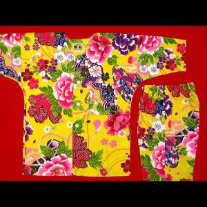 鯉口シャツ 金彩牡丹と桜(黄色)7号サイズ(14...の商品画像