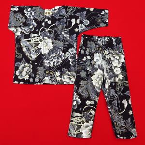 鯉口シャツ 金彩牡丹と桜(黒)1号〜3号サイズ...の詳細画像3