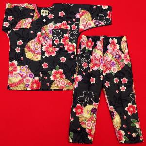 鯉口シャツ まりと桜(黒)7号サイズ(140)...の詳細画像3