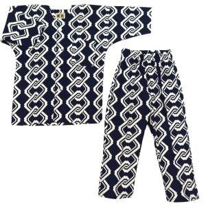 鯉口シャツ 吉原繋ぎ（紺）１号〜３号サイズ（９０〜１１０）子供鯉口シャツ上下組 義若オリジナル