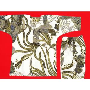 鯉口シャツ 金彩桐に鳳凰（白生成り）１号〜３号サイズ（９０〜１１０）子供鯉口シャツ上下組 義若オリジナル