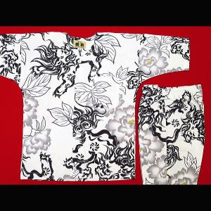 鯉口シャツ 唐獅子牡丹(白)1号〜3号サイズ(9...の商品画像