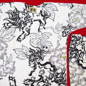 鯉口シャツ 唐獅子牡丹(白)1号〜3号サイズ(...の詳細画像1
