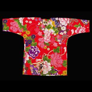 鯉口シャツ 金彩牡丹と桜(赤)1号〜3号サイズ...の詳細画像1