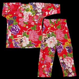 鯉口シャツ 金彩牡丹と桜(赤)1号〜3号サイズ...の詳細画像3