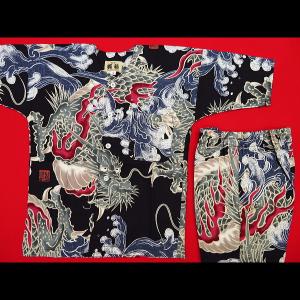 鯉口シャツ 大荒波に龍(黒赤)1号〜3号サイズ(...の商品画像