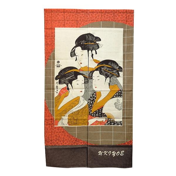 浮世絵暖簾・のれん　「寛政三美人」