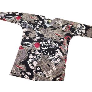 鯉口シャツ 桜と龍(黒)大人鯉口シャツ単品 男...の詳細画像1
