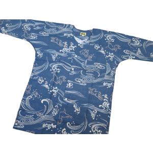 鯉口シャツ 波うさぎ(渋青)大人鯉口シャツ単品...の詳細画像1
