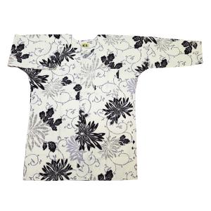 鯉口シャツ 乱菊と唐草（白黒）大人鯉口シャツ単品 男女兼用 義若
