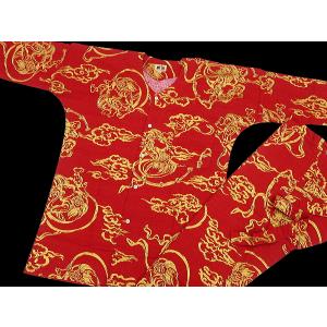 鯉口シャツ 大荒波に龍（黒赤）大人鯉口シャツ単品 男女兼用 義若