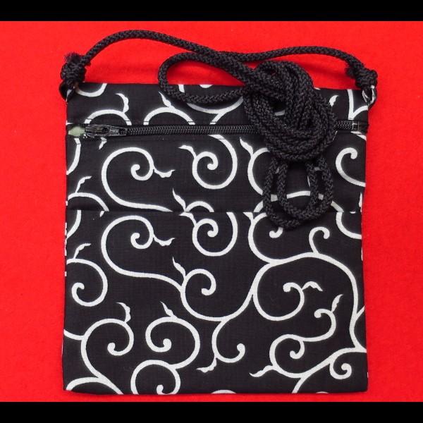 ポシェット 唐草・からくさ（黒）　和柄お祭り万能ポシェット