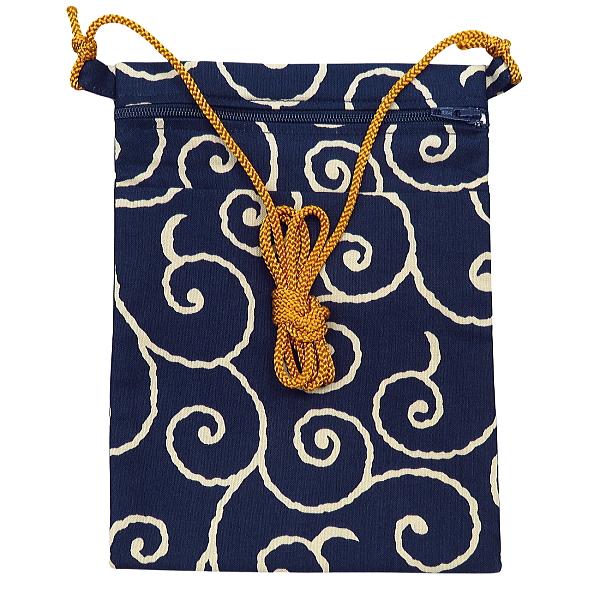ポシェット 唐草・からくさ（紺）和柄！お祭り万能ポシェット・大サイズ