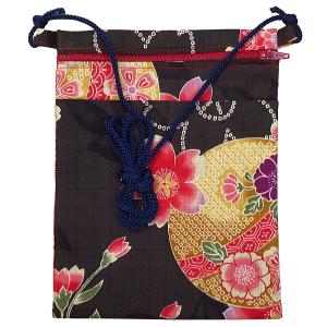 流水に桜 黒」和柄チョークバッグ（シザーバッグ） : 祭屋 そなみ呉服