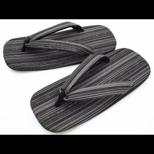 雪駄 セッタ 雪駄 滝縞流し （黒グレー） 黒ライト底