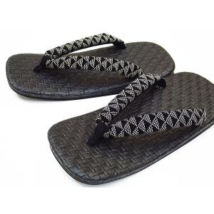 雪駄 セッタ 雪駄 編み込み型押（黒）ウロコ印伝調鼻緒