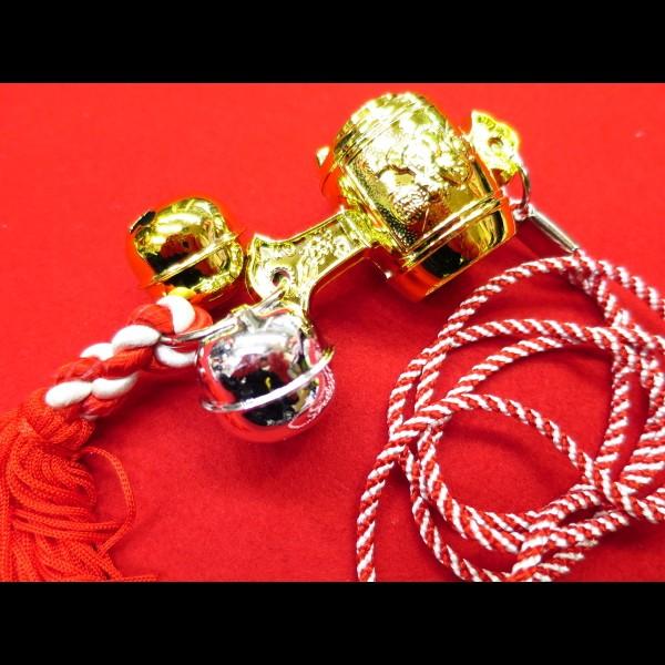 金銀たすき鈴　金小槌と房付き　(紅白ひも)