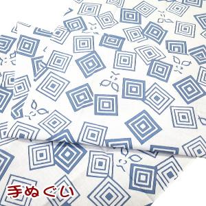 いろは・てぬぐい　本染 「三升隈取」 灰青手拭・手ぬぐい