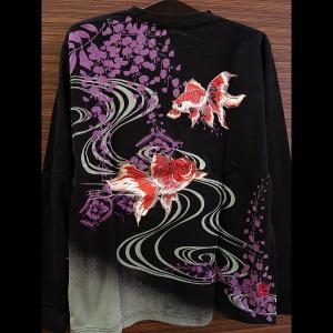 Tシャツ 和柄 流水鯉刺繍（黒） 絡繰魂 和柄VネックTシャツ : 祭屋