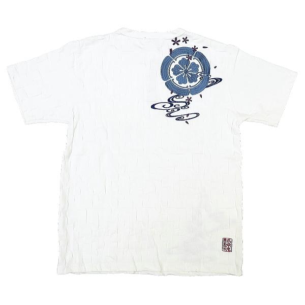Tシャツ 和柄 家紋刺繍（白）和柄半袖Ｔシャツ 絡繰魂