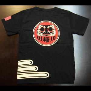 Tシャツ 和柄 和柄半袖Ｔシャツ　だるま・達磨・ダルマ（黒）｜matsuriya-sonami
