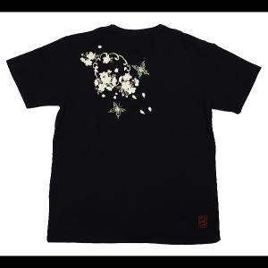t様♡専用商品　シザリガーfit 用黒和服 Tシャツ 和柄 風神雷神総刺繍（黒）絡繰魂の和柄半袖Tシャツ : 祭屋 そ