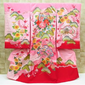 総絞り束ね熨斗に花車刺繍・毬 女児 初着 祝着 のしめ 産着 女の子のお