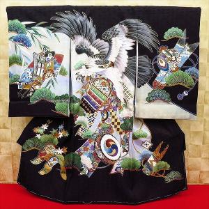 お宮参り 産着 のしめ 男児 正絹 着物 羽二重 豪華絢爛 金刺繍 祝着 鷹