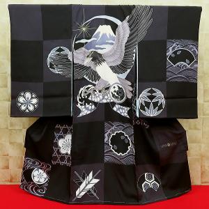 飛翔鷹・宝船・染め疋田・紺 男児 初着 祝着 のしめ 産着 男の子のお