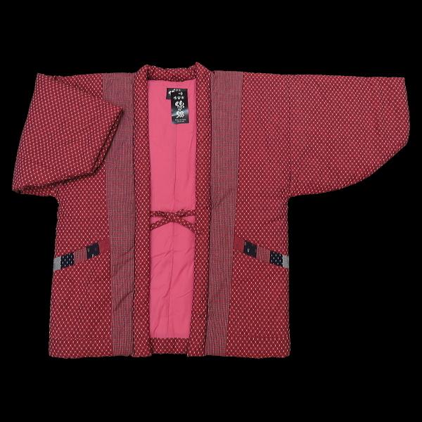 本場久留米綿入れ半纏刺子絣（赤）　女性用フリーサイズ　日本製