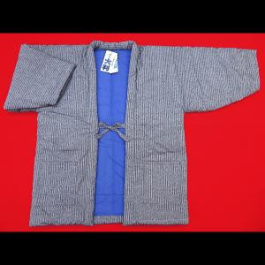 大判サイズ・本場久留米綿入れ半纏かすり柄（グレー）　男性用　日本製｜matsuriya-sonami