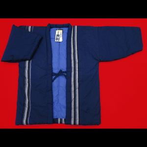 大判サイズ・本場久留米綿入れ半纏かすり縞（紺）　男性用　日本製｜matsuriya-sonami