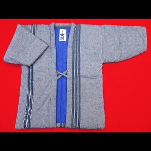 大判サイズ・本場久留米綿入れ半纏かすり縞（グレー）　男性用　日本製｜matsuriya-sonami