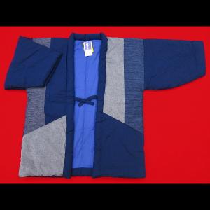 本場久留米綿入れ半纏切りばめ-C（紺）　男性用フリーサイズ　日本製｜matsuriya-sonami