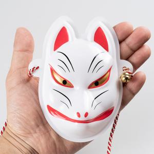 髪飾り用ミニお面　狐（きつね）　白色　プラスチック製
