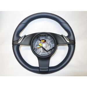 美品! 981 ボクスター ポルシェ 純正 革 ステアリング ハンドル 991