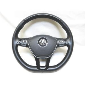 D型! パドル付! ゴルフ6 純正 革 ステアリング ハンドル エアバック