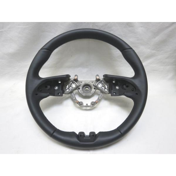 新品! GTR GT-R R35 後期 純正 革 本革 ステアリング ハンドル 黒革 黒ステッチ 管...