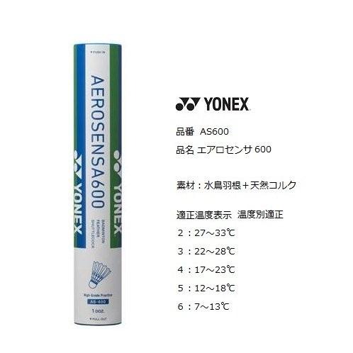 ヨネックス エアロセンサ600 AS-600 シャトルコック AS600