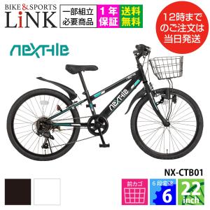 完成品 完全組立整備済 子供用自転車 22インチ ジュニアマウンテンバイク MTB シマノ6段変速 ライト カゴ 後輪錠 泥除け ネクスタイル NEXTYLE NX-CTB01