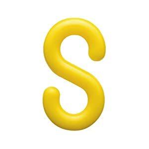 【50個販売】Sフック 8mm   プラスチック 黄色 ニッサチェイン PSH80