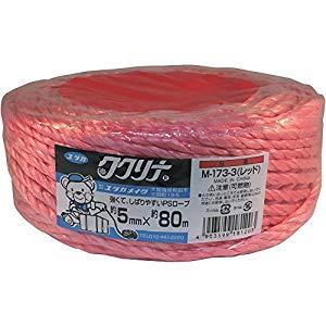 荷造り紐 PSロープ 5mm×80m レッド ユタカメイク M-173-3
