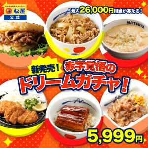 (赤字覚悟！5,999円！25食 13,150円以上保証！) 松屋 新春 ドリームガチャ 福袋 2026 最大26,000円相当！ 牛めし 牛めしの具 牛肉 肉 非常食 ブラックフライデー｜松屋フーズ公式 Yahoo!ショッピング店