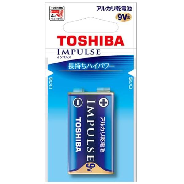 【メール便可】 東芝　アルカリ乾電池　9V形　インパルス　6LR61H EC　長持ちハイパワー　6L...