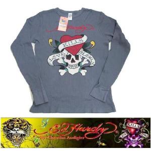 送料無料 Ed Hardy エドハーディー メンズ ロンT 長袖Tシャツ LOVE KILLS SLOWLY サーマル R0DEAALK 選べるサイズ あすつく｜maturi-japan