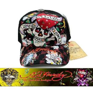 あすつく Ed Hardy エドハーディー CAP キャップ ラインストーン LKS ラブキル C53CLS052 黒 （49）｜maturi-japan