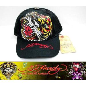 あすつく Ed Hardy エドハーディー CAP キャップ ラインストーン TIGER R1M0AZAZ 黒 （50）｜maturi-japan